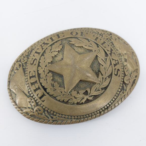 Tony Lama The State of Texas Brass Tony Western Belt Buckle - Picture 7 of 12